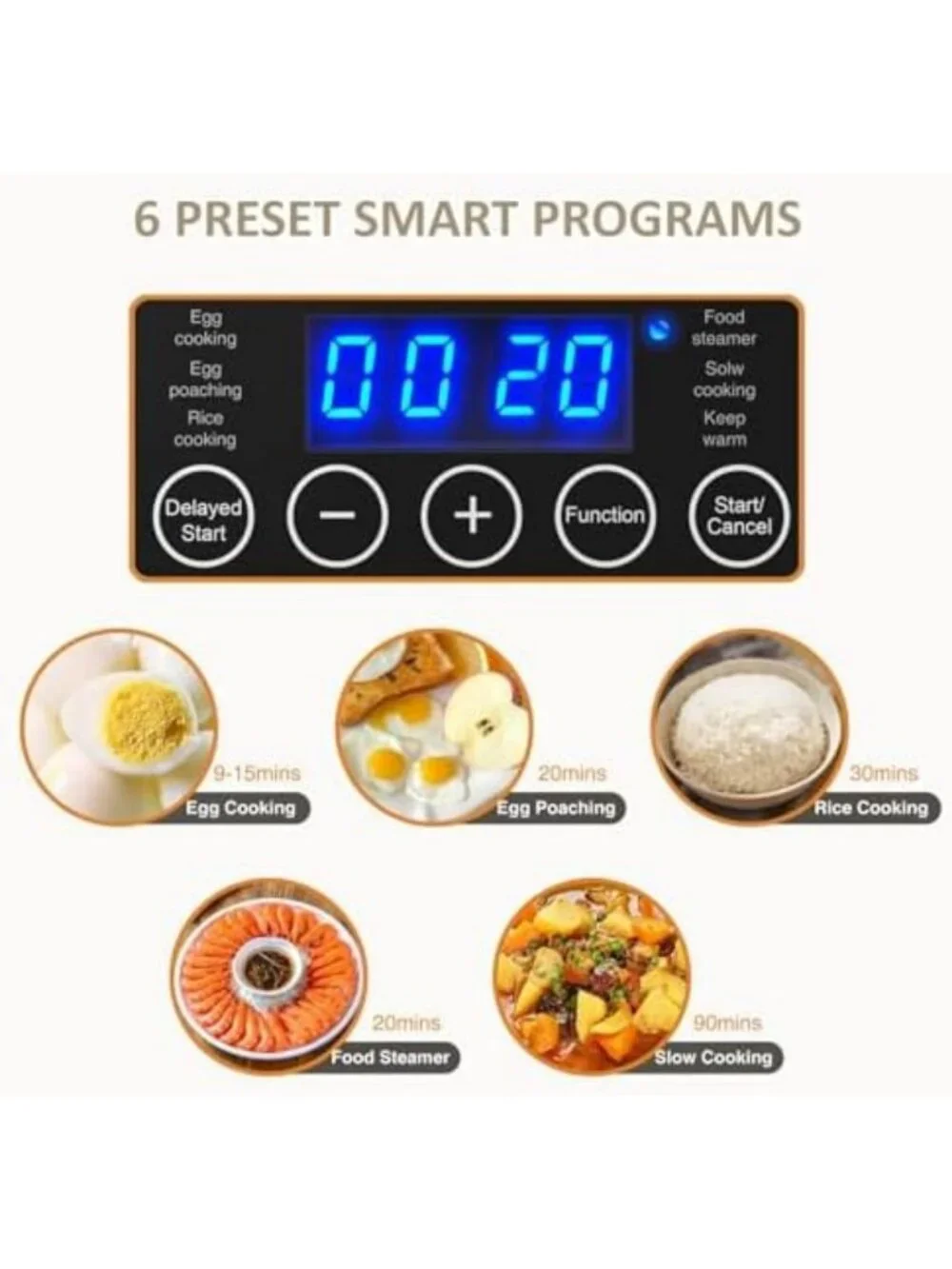 2-Tier Electric Food Steamer - 4 QT Digital Vegetable & Egg Cooker, BPA-Free